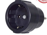 Permanent adapter from German outlet to Israeli outlet, standard three-pin, black